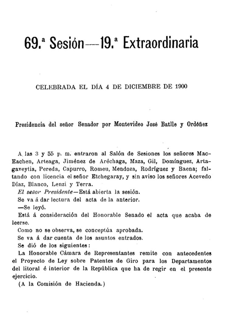 DIARIO DE SESIONES DE LA CAMARA DE SENADORES del 04/12/1900
